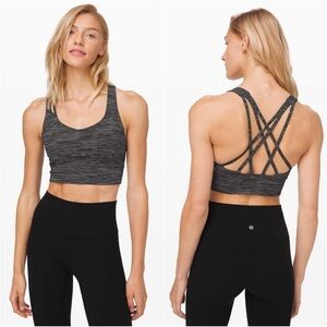 Lululemon Free To Be Serene Long Line Bra Grey & Black Luxtreme Sz 6